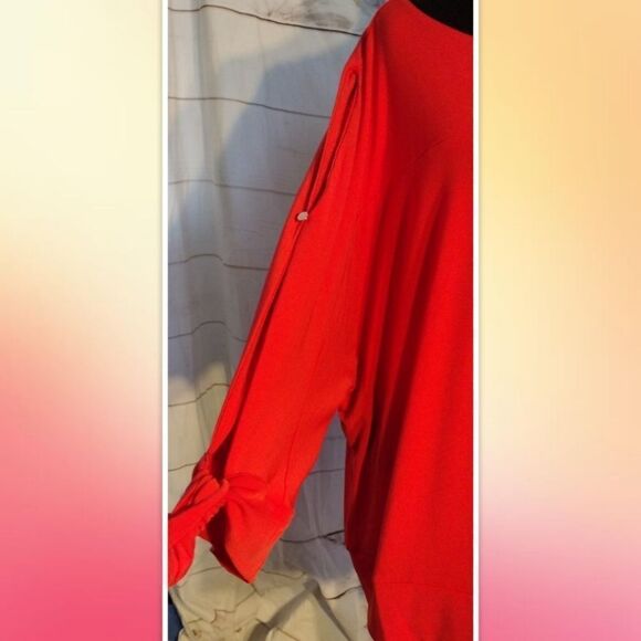 NWT The Limited Plus Size 3X Dolman Tie Sleeve Top In Red - Picture 4 of 6